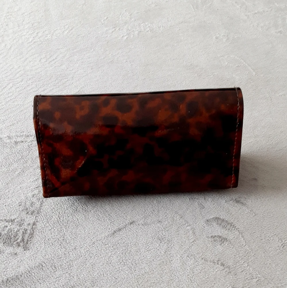 Tory Burch brown tortoise patent leather  sunglasses case
